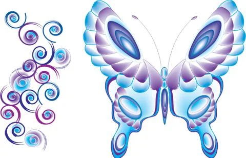 Butterfly Blue Spirals Stock Illustration