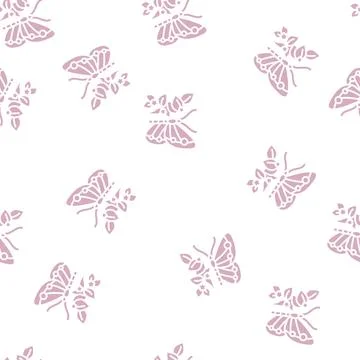 Butterfly boho glyph seamless pattern イラスト素材