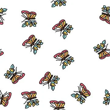 Butterfly boho vector seamless pattern Illustrazione stock
