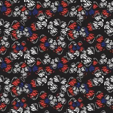 Butterfly Botanical Seamless Pattern Background Illustrazione stock