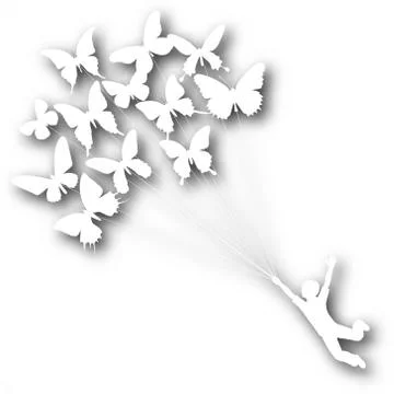 Butterfly boy cutout Illustrazione stock