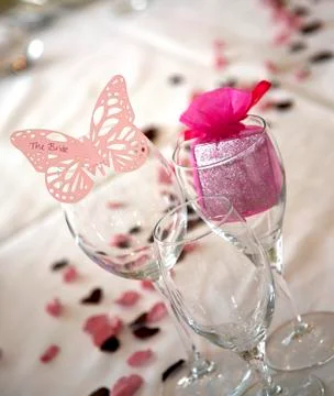 Butterfly bride place setting Stock Photos