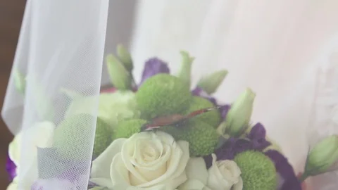Butterfly On The Bride's Bouquet Stock Footage 75161349