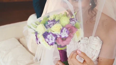 Butterfly On The Bride's Bouquet Stockbeeldmateriaal 75161374