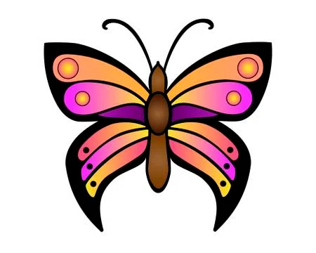 Butterfly. Bright and contrasting vector butterfly in pink, orange and purple Stock Illustration