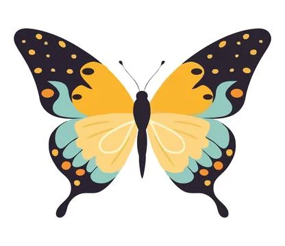 Butterfly in bright multi colored vector pattern Stock Illustration