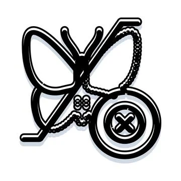 Butterfly button design with chain icon 스톡 일러스트