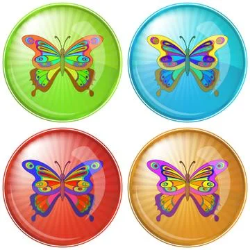 Butterfly, button Stock Illustration