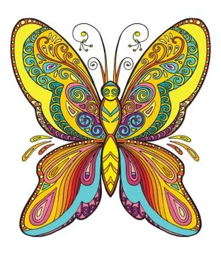 Butterfly coloring vector Illustrazione stock