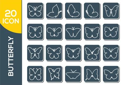 Butterfly continuous line drawing elements set isolated on white background f イラスト素材