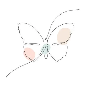 Butterfly continuous one line drawing. Illustrazione stock
