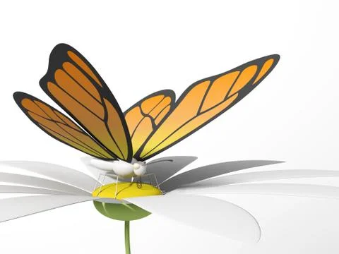 Butterfly on a daisy Stock Illustration