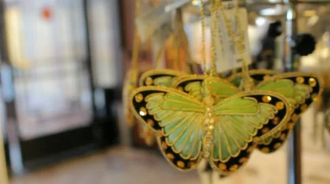 Butterfly Decorations in Shop Stock Footage 46429244