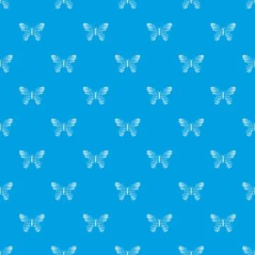 Butterfly with dot wings pattern vector seamless blue Stock Illustration