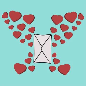 Butterfly envelope love message Illustrazione stock