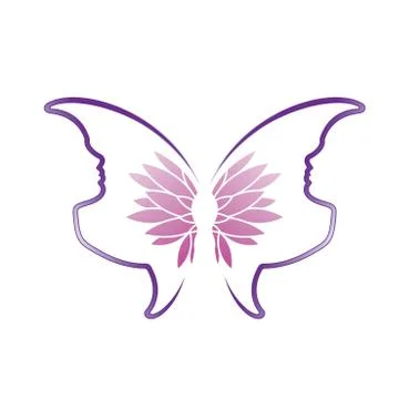 Butterfly feathers with faces Stock Illustration