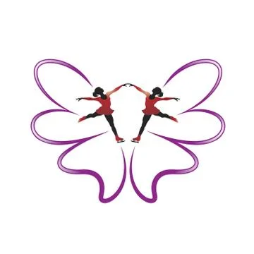 Butterfly feathers with skaters Stock Illustration