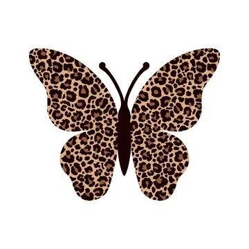 Butterfly filled on leopard print. Stock Illustration