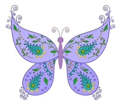Butterfly with floral pattern Stock Illustration