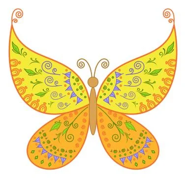 Butterfly with floral pattern Stock Illustration