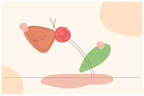 Butterfly On Flower Background Vector Stock Illustration