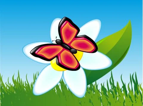 Butterfly on a flower Ilustración de archivo