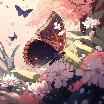 A butterfly on a flower Stock Illustration