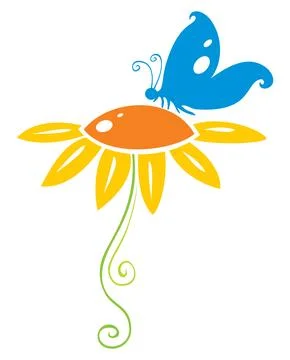 Butterfly on flower Stock Illustration