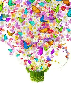 Butterfly on flowers Stock Illustration