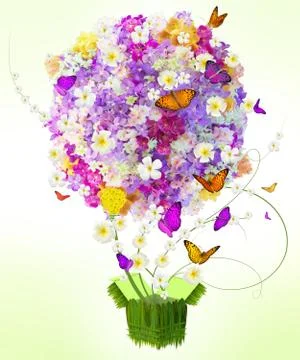 Butterfly on flowers Stock Illustration