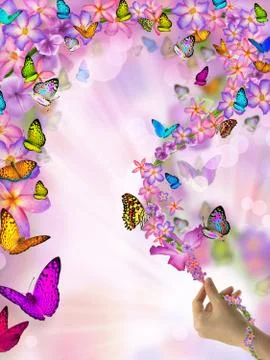 Butterfly on flowers Stock Illustration