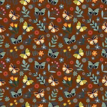 ,Butterfly flowers pattern design ,Floral pattern seamless Stock Illustration