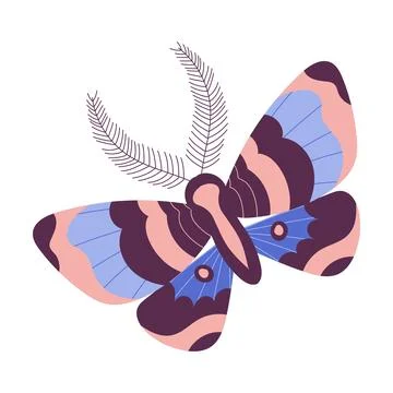 Butterfly Fluttering with Open Wings Closeup Vector Illustration Stock Illustration