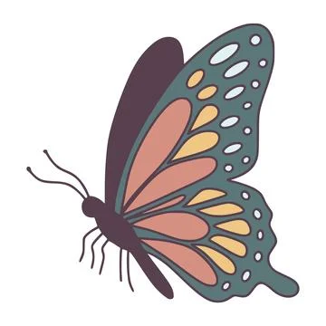 Butterfly flying with colorful decorated wing patterns Stock Illustration