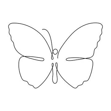 Butterfly flying continuous line art drawing. Stock Illustration