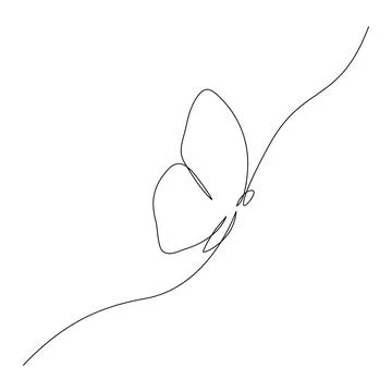 Butterfly flying continuous line art drawing. Stock Illustration