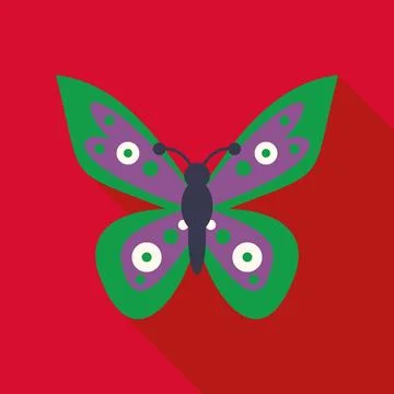 Butterfly flying flat design long shadow concept Stock Illustration