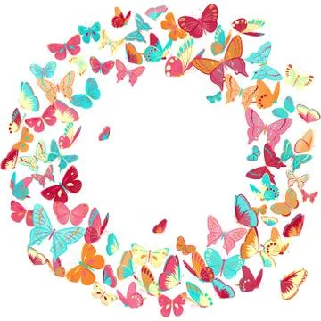 Butterfly frame, wreath design element, retro banner Stock-Illustration
