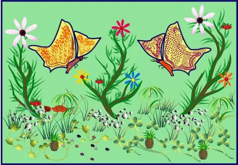 Butterfly Garden Stock Illustration