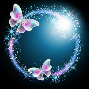 Butterfly with glowing firework Stock Illustration
