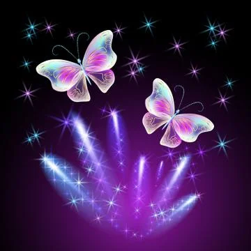 Butterfly with glowing firework Stock Illustration