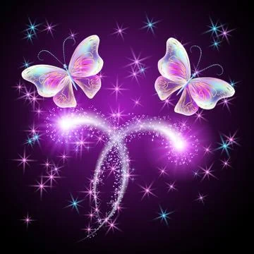 Butterfly with glowing firework Stock Illustration
