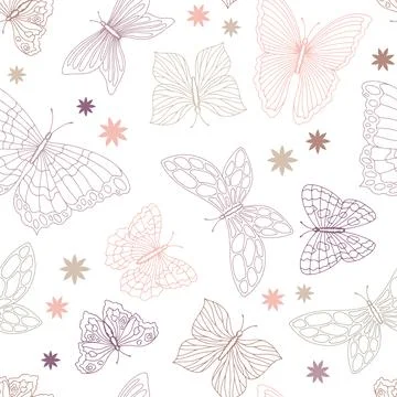 Butterfly graphic color seamless pattern background sketch illustration vector Stock Illustration