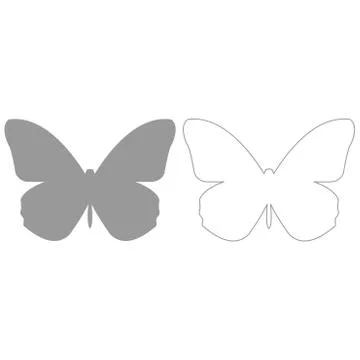 Butterfly  grey set  icon . Stock Illustration