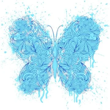 Butterfly on grunge splash Stock-Illustration