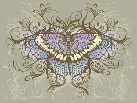 Butterfly hand drawing. vector Stock Illustration