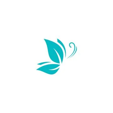 Butterfly hand drawn logo, spa beauty logo design concept template Stock Illustration