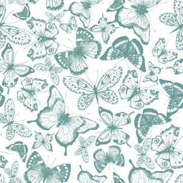 Butterfly hand drawn pattern Stock Illustration