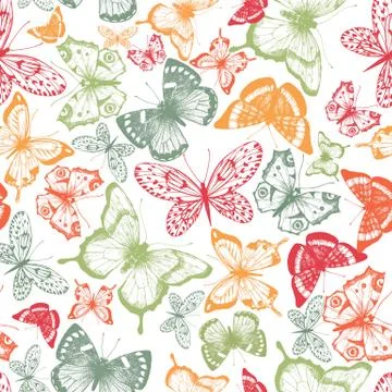 Butterfly hand drawn pattern Stock Illustration