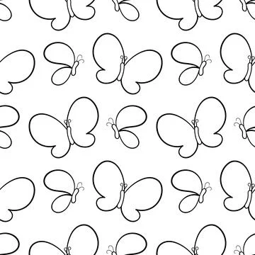 Butterfly hand drawn seamless pattern Stock Illustration